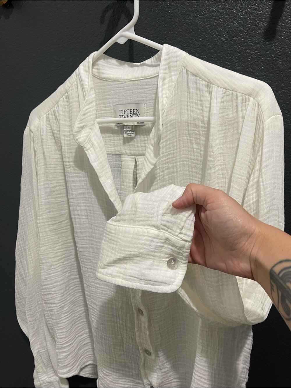 Fifteen Twenty 100% Cotton Gauze Oversized Button Down - Picture 4 of 8
